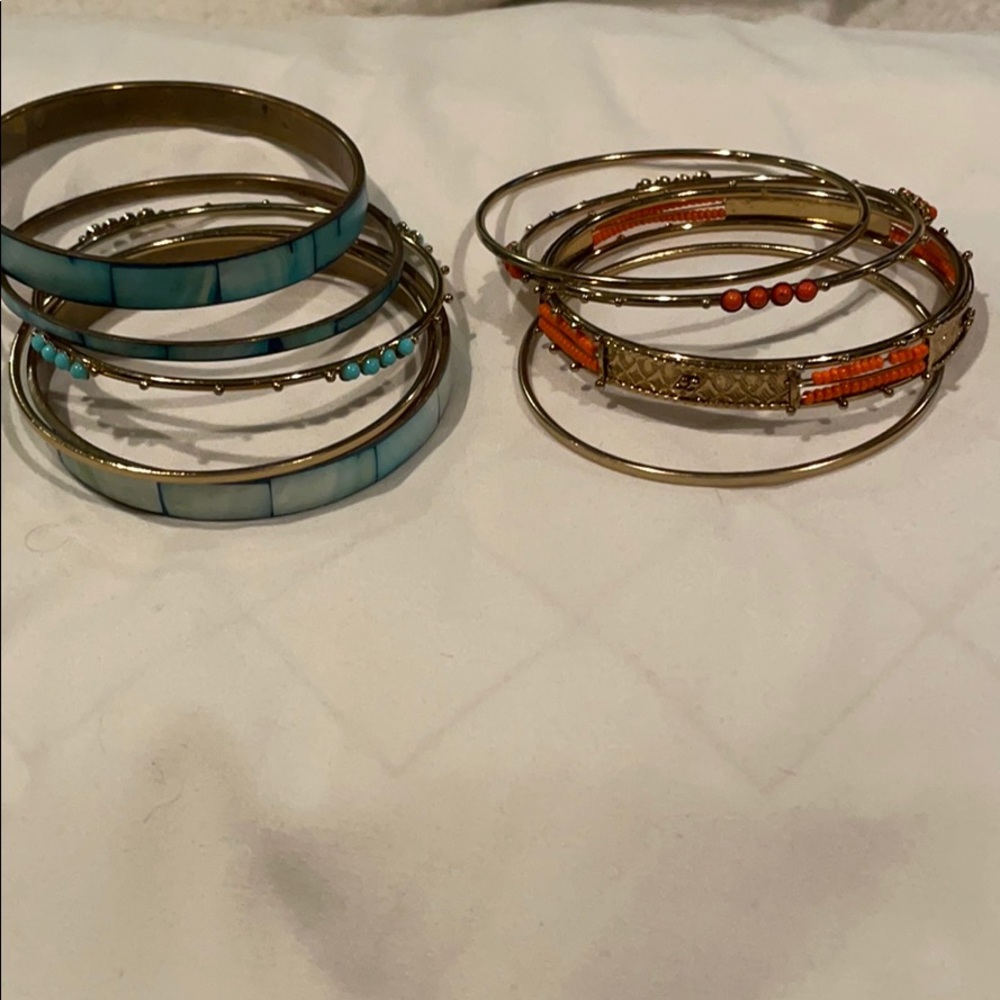 2 sets of Anthropologie bangles teal and orange